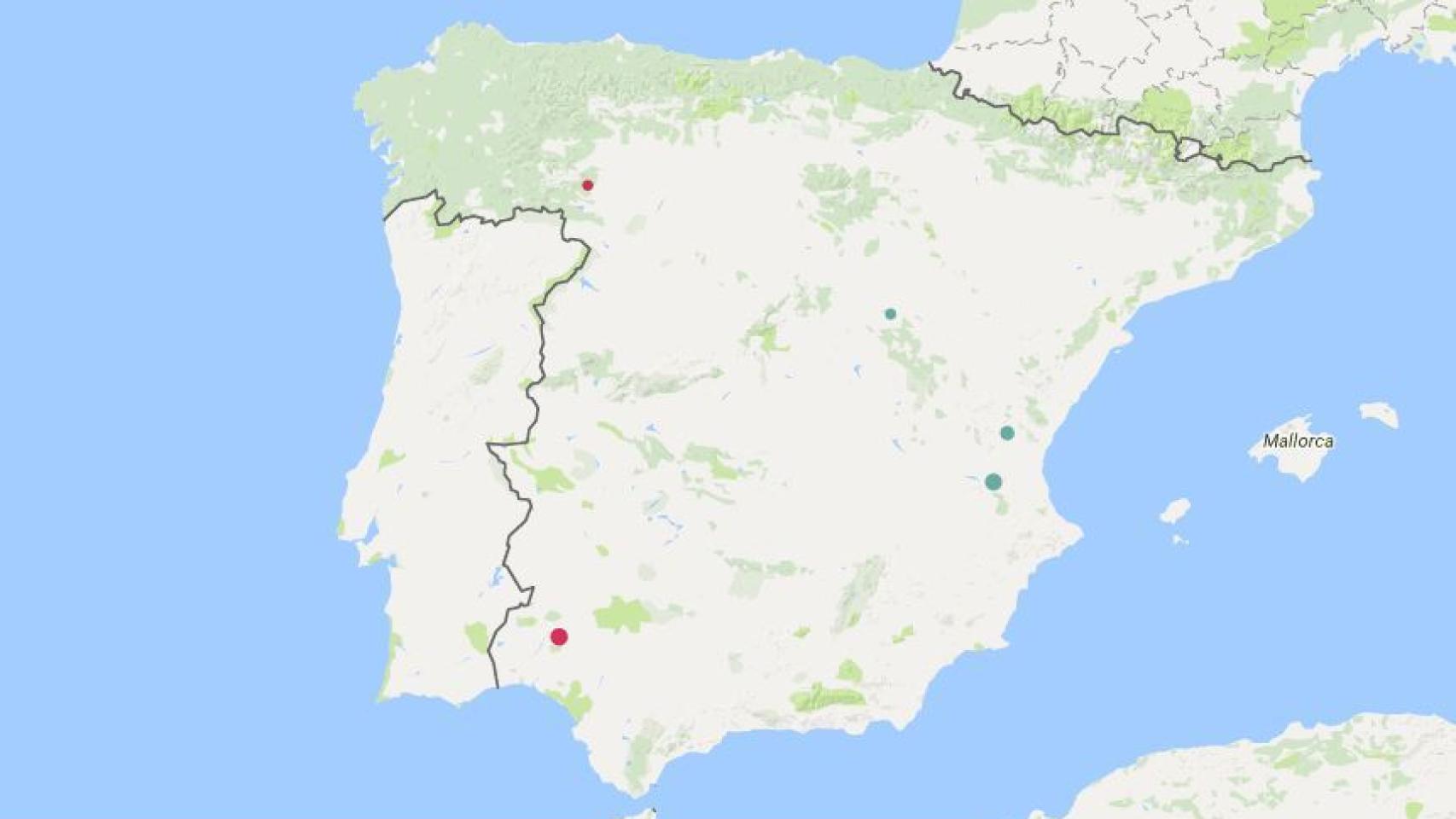 Los cinco peores incendios entre 2001 y 2015. En rojo, los intencionados.