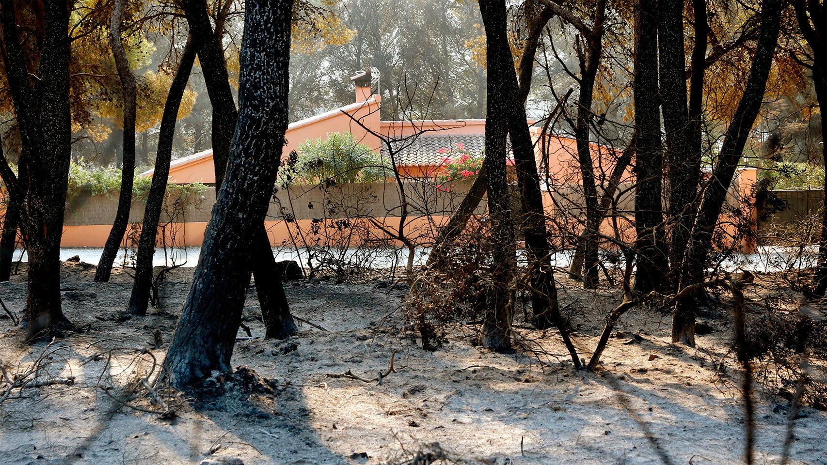 Monte quemado cerca de una urbanización en Benitatxell.