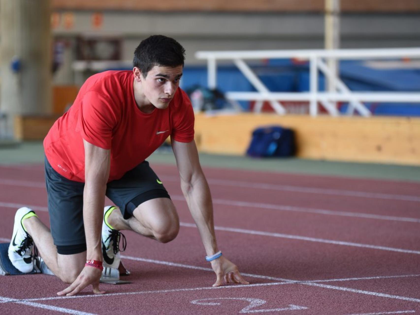 Bruno Hortelano durante un entrenamiento en el CAR de Madrid.