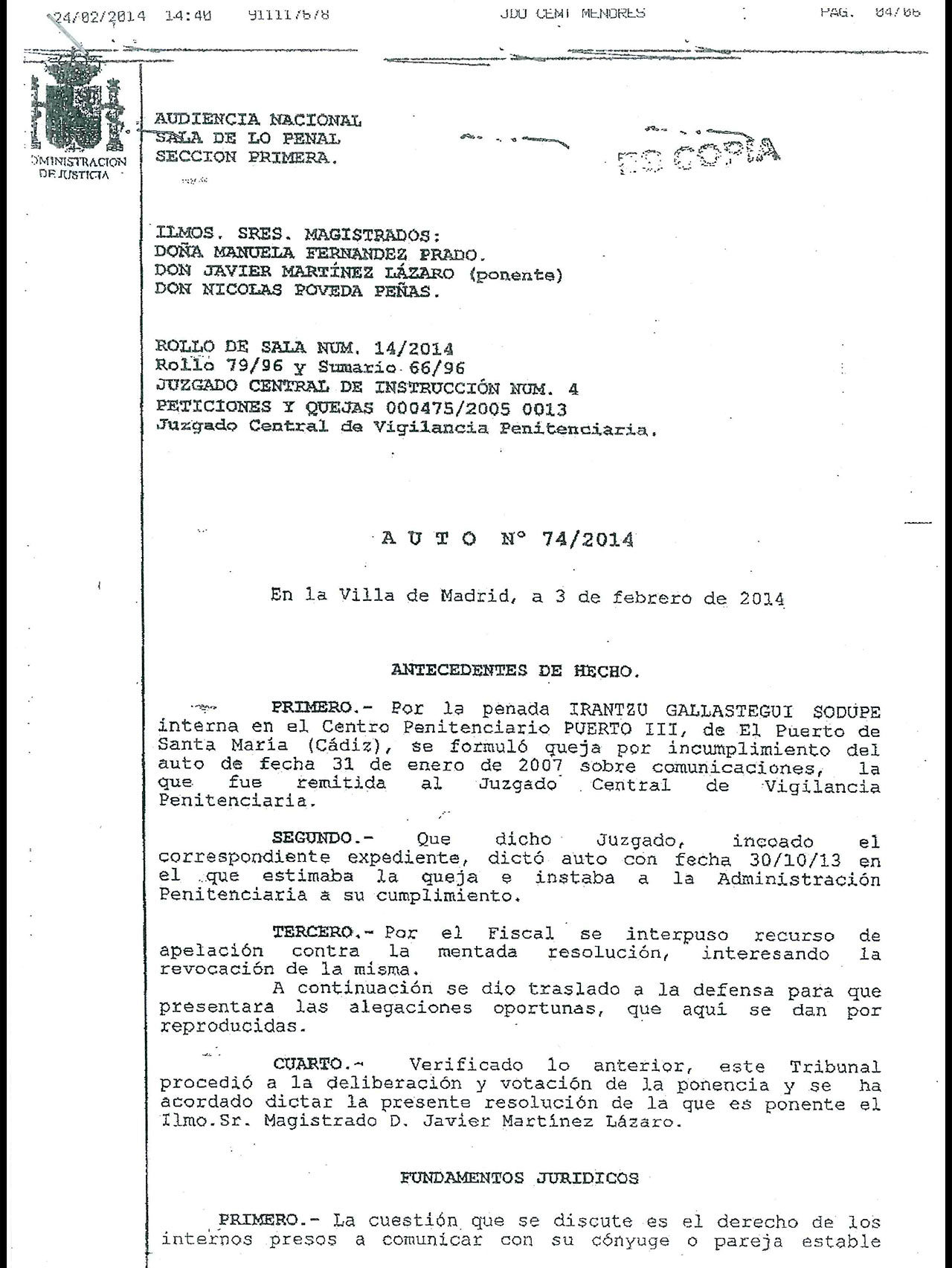 Extracto de una de las peticiones de Amaia.