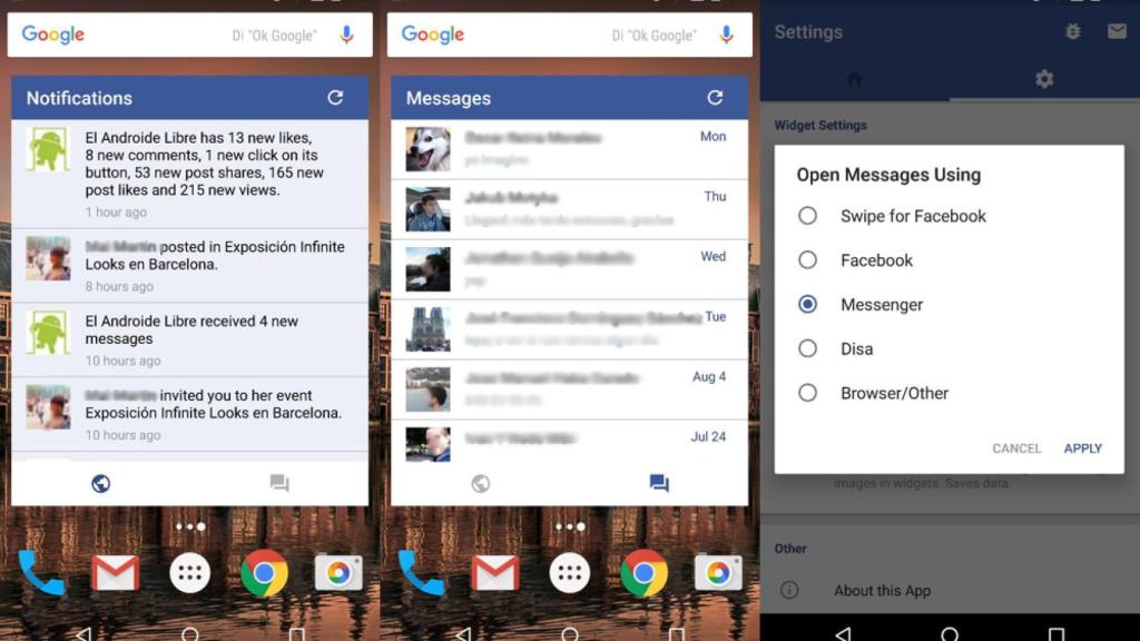 Este widget para Facebook te muestra las notificaciones y los mensajes sin abrir la aplicación