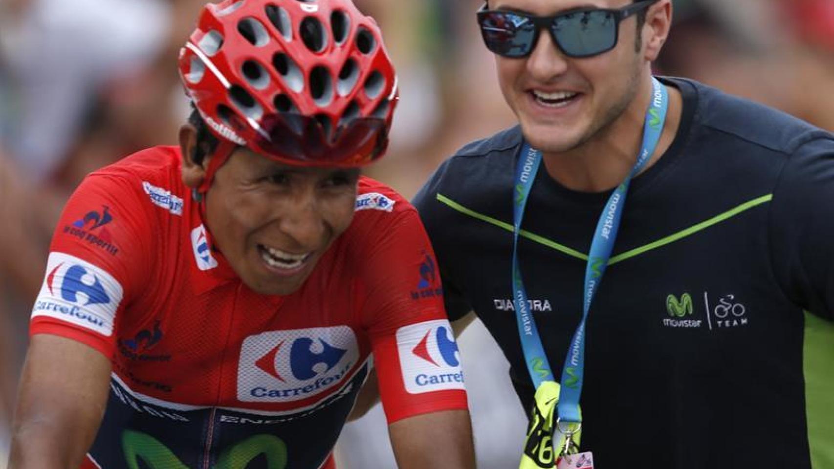 Nairo Quintana sufre en la subida.