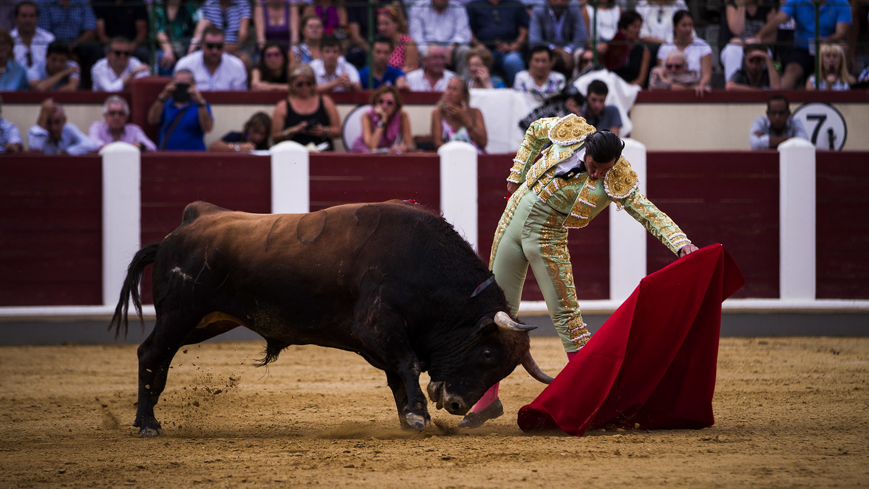 Natural de David Mora al mejor toro de una blanda corrida de El Pilar.