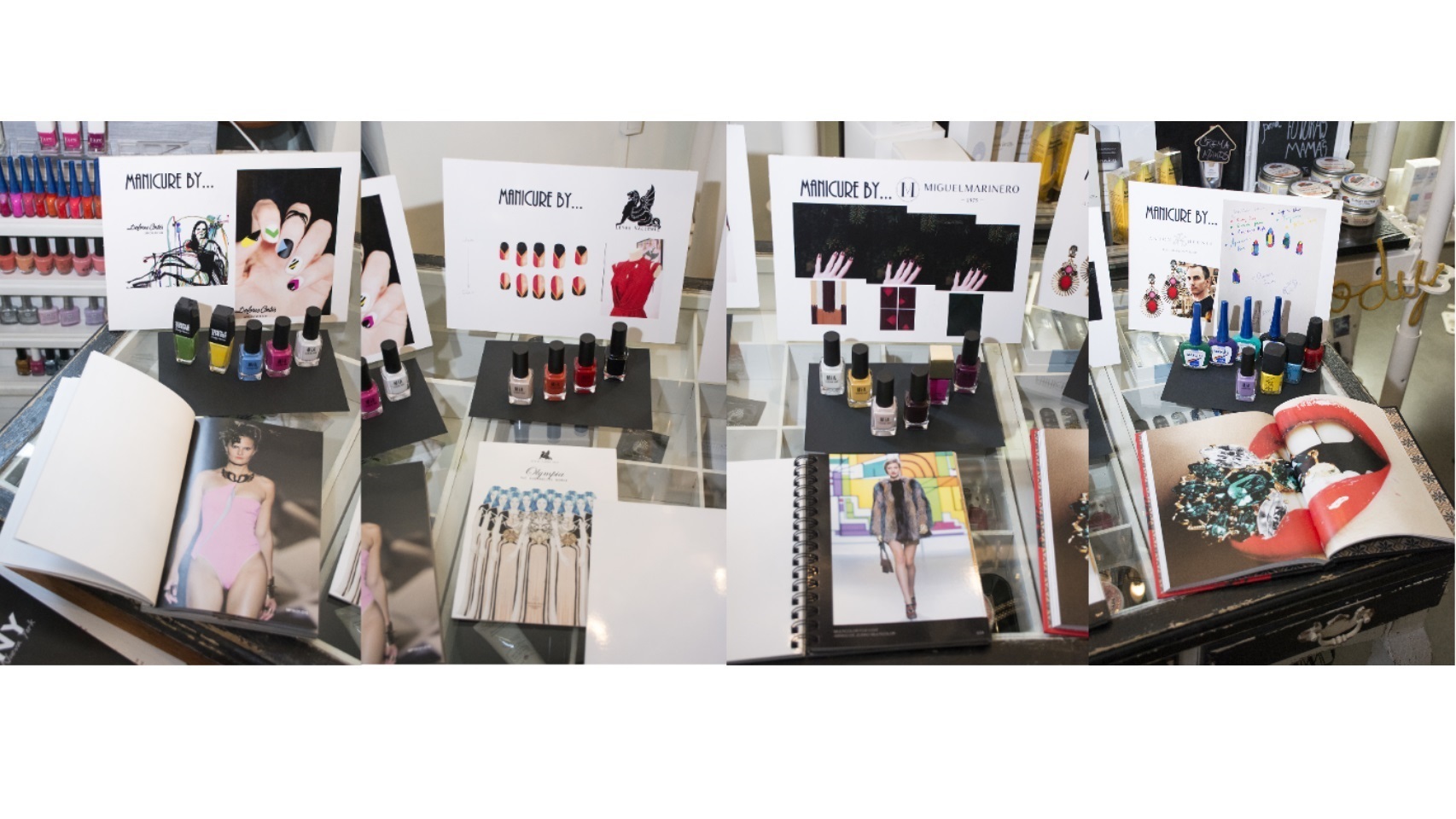 De izq. a dcha. manicura de Leyre Valiente, Miguel Marinero, Dolores Cortés y Anton Heunis.