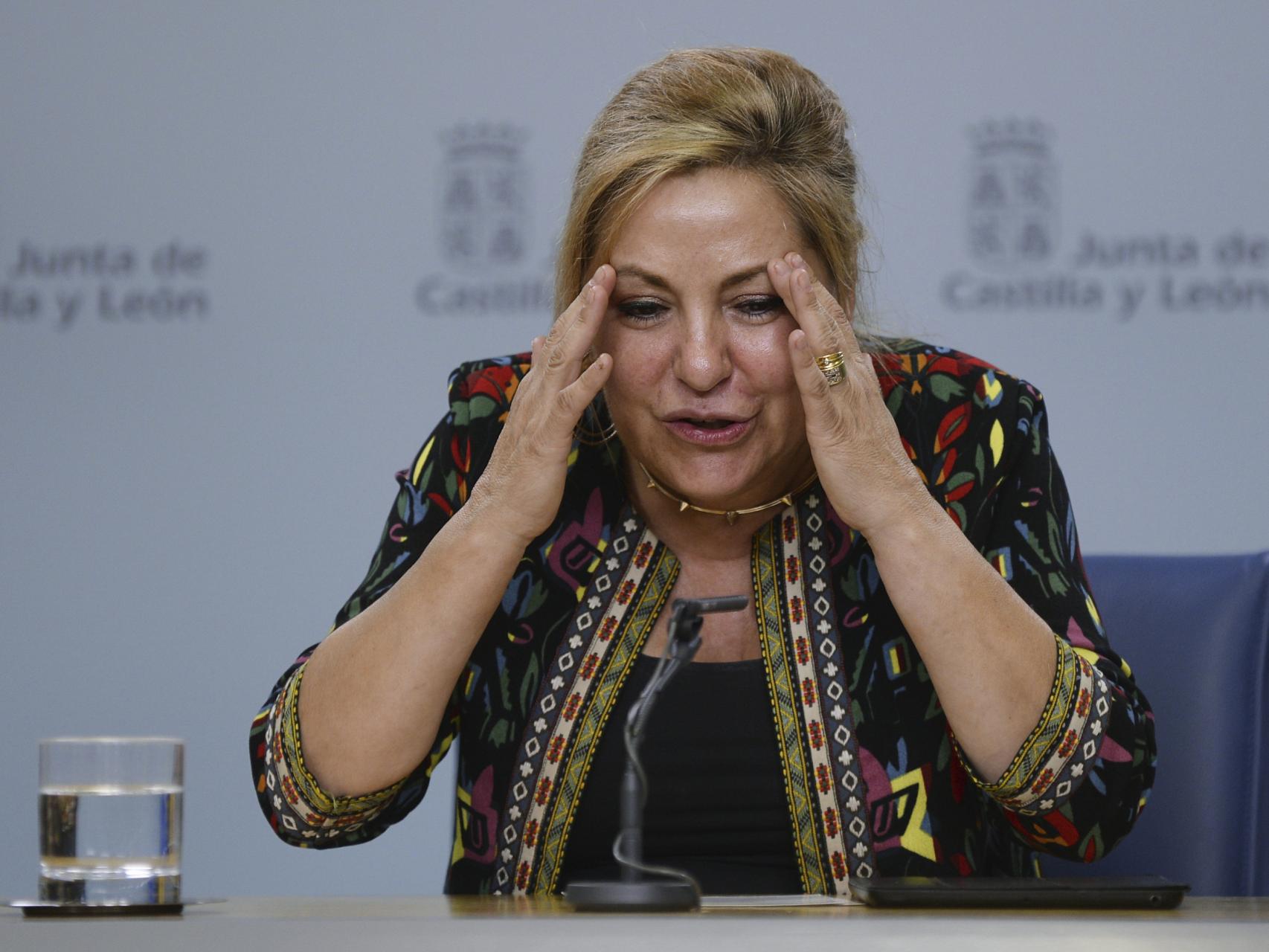 La vicepresidenta de Castilla y León, Rosa Valdeón, durante la rueda de prensa.