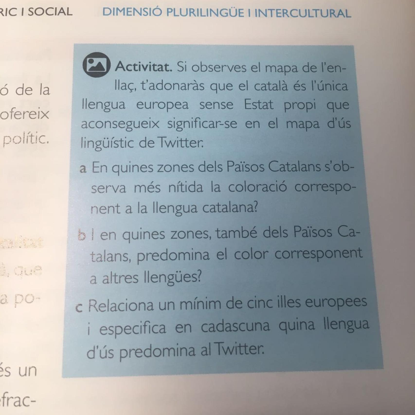 Una de las actividades que se proponen en el libro de texto.