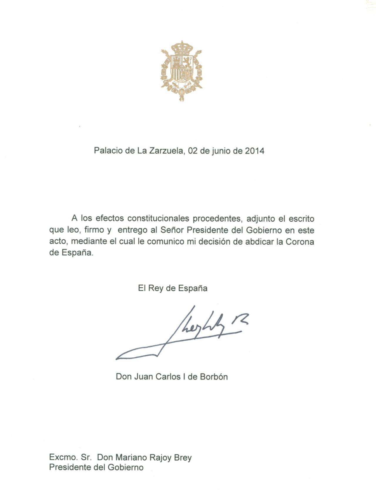 Escrito de don Juan Carlos.