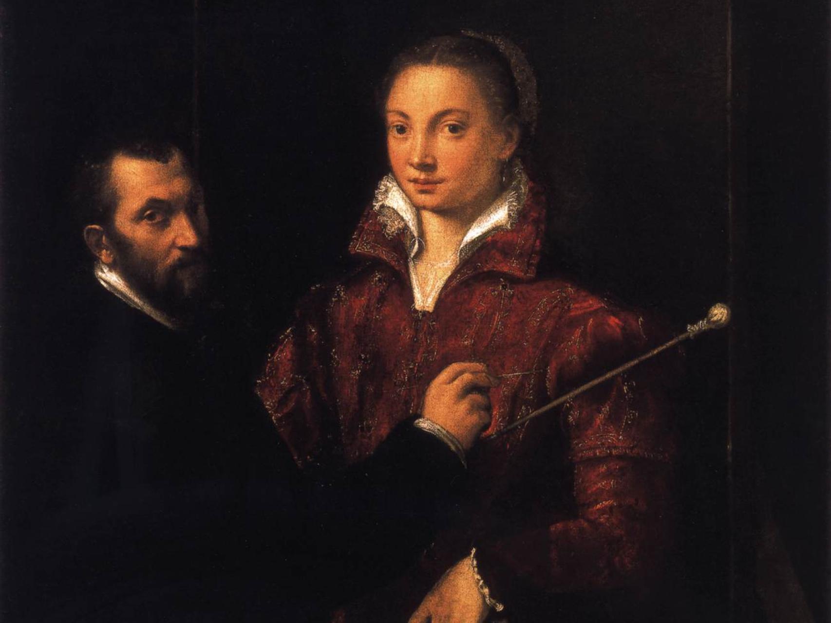 Bernardino Campi pintando a Sofonisba Anguissola, por Sofonisba Anguissola (1550).