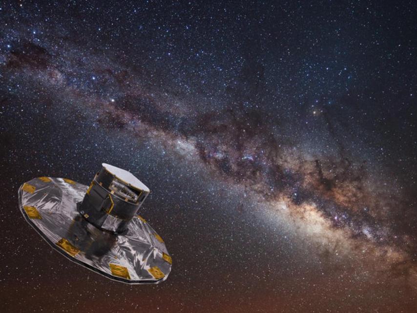 Ilustración de Gaia mapeando nuestra galaxia.