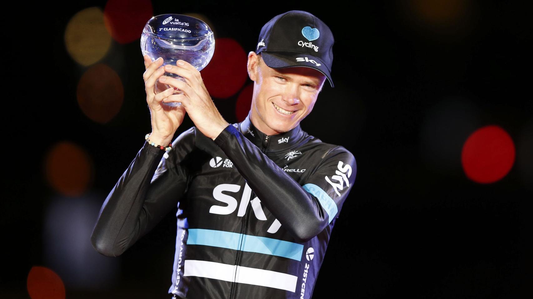 Chris Froome, en el podio final de la Vuelta a España.