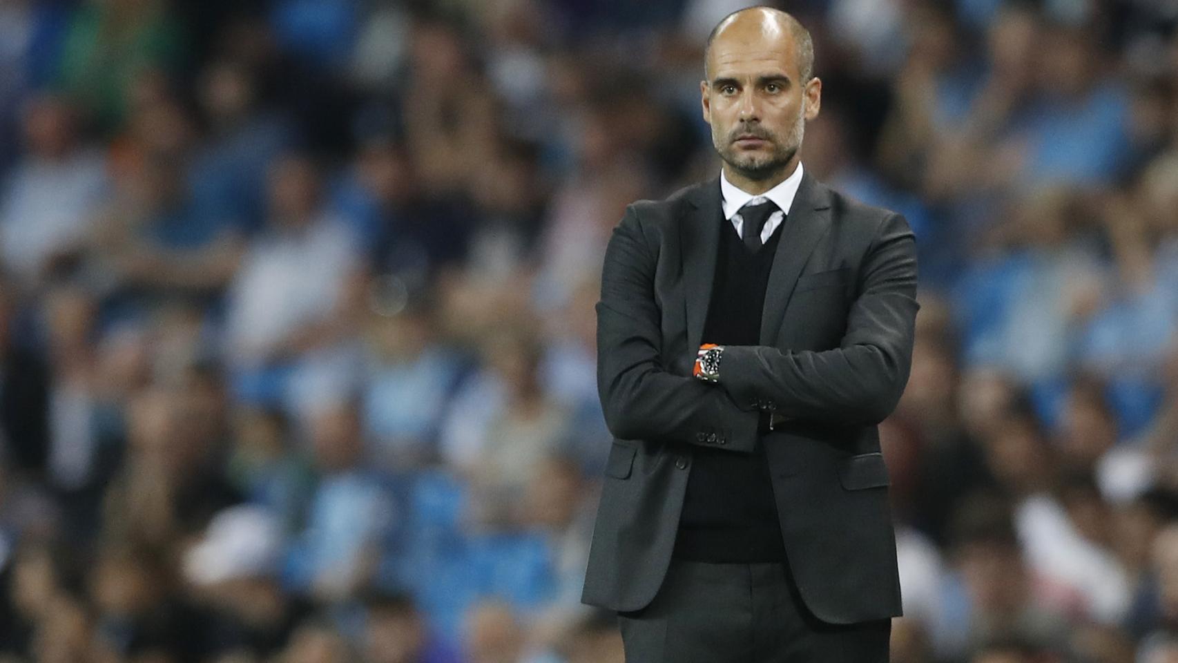Guardiola, durante el partido ante el Gladbach.