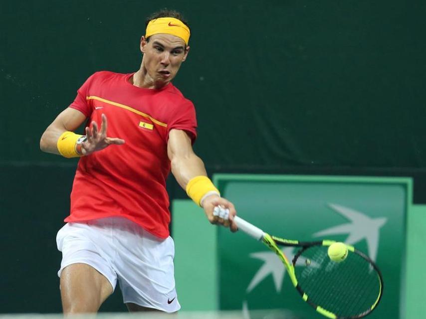 Nadal, durante la eliminatoria de Copa Davis en la India.
