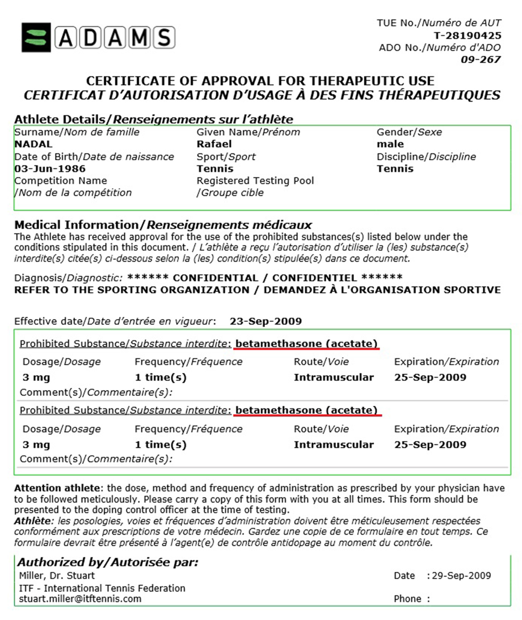 Historial de exenciones terapéuticas filtrado por Fancy Bears.
