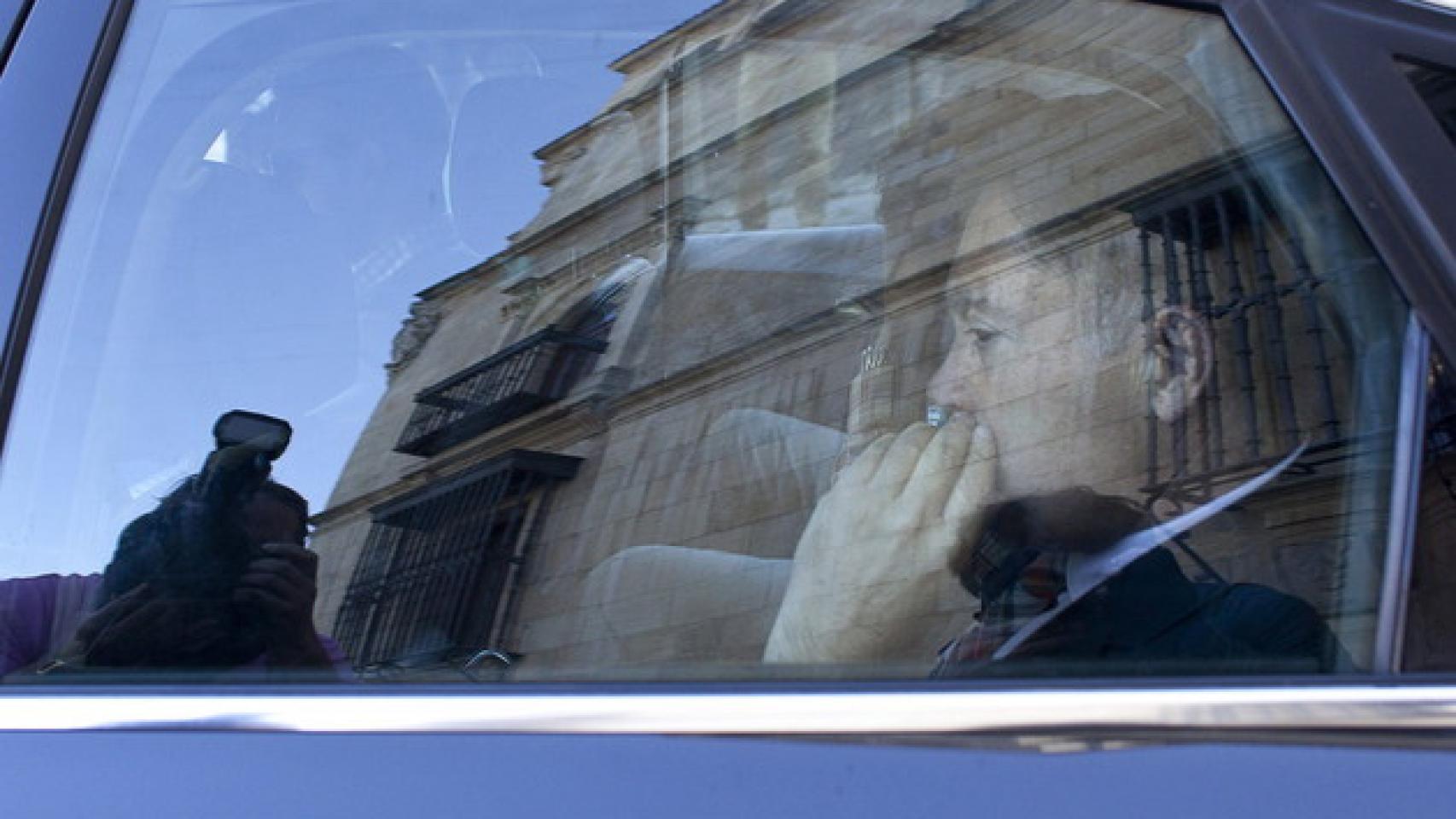 El expresidente de la Diputación de León, Marcos Martínez, durante su detención.