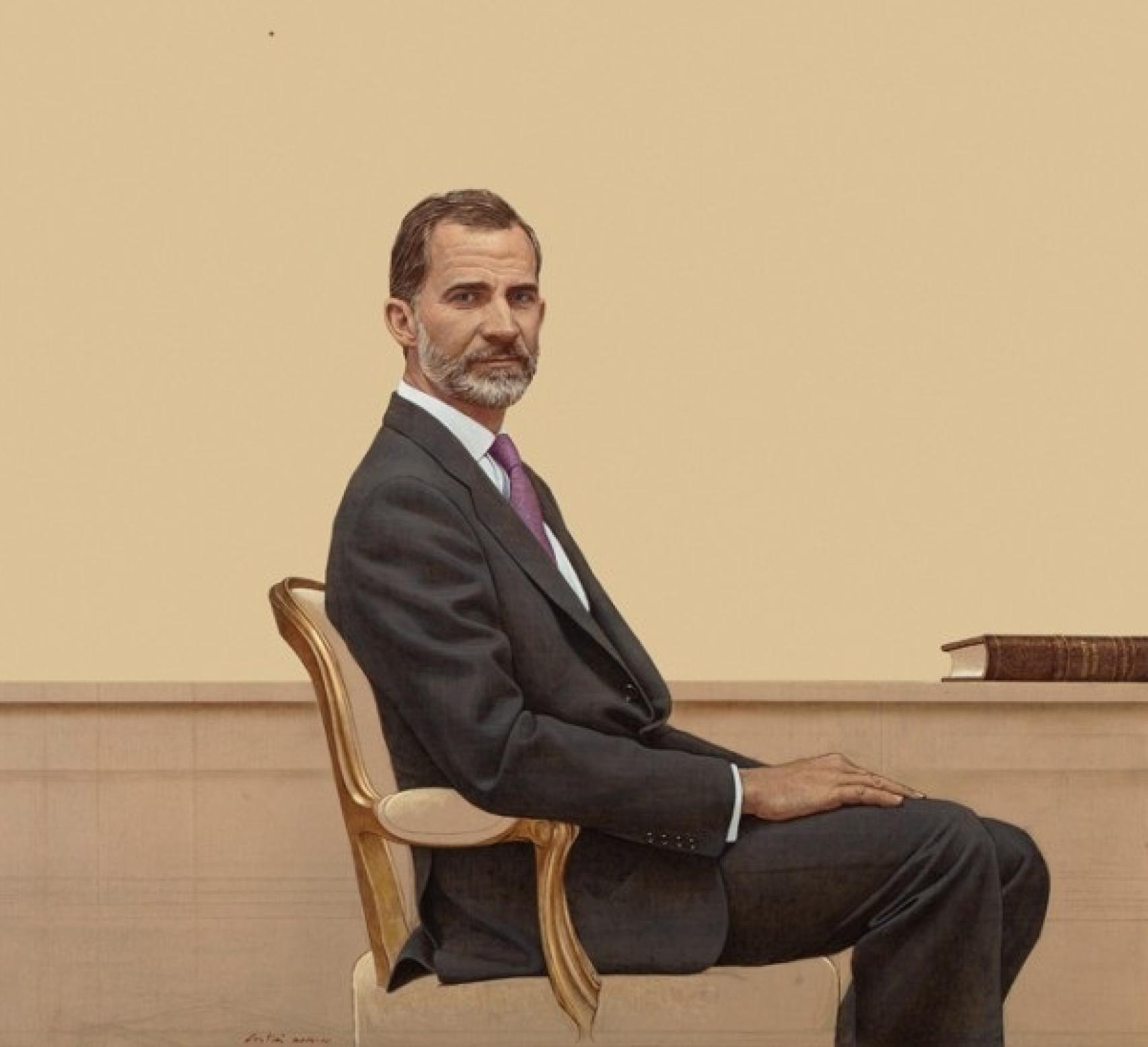 El retrato del rey realizado por Hernán Cortés, que cuelga del Tribunal Constitucional.