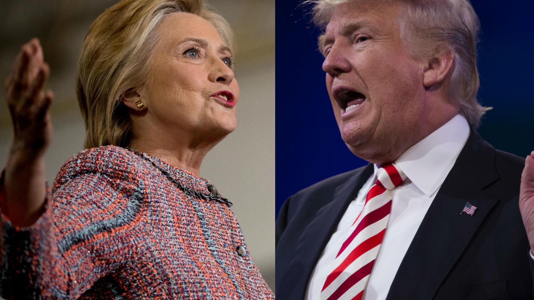 Hillary Clinton y Donald Trump, durante actos de campaña.