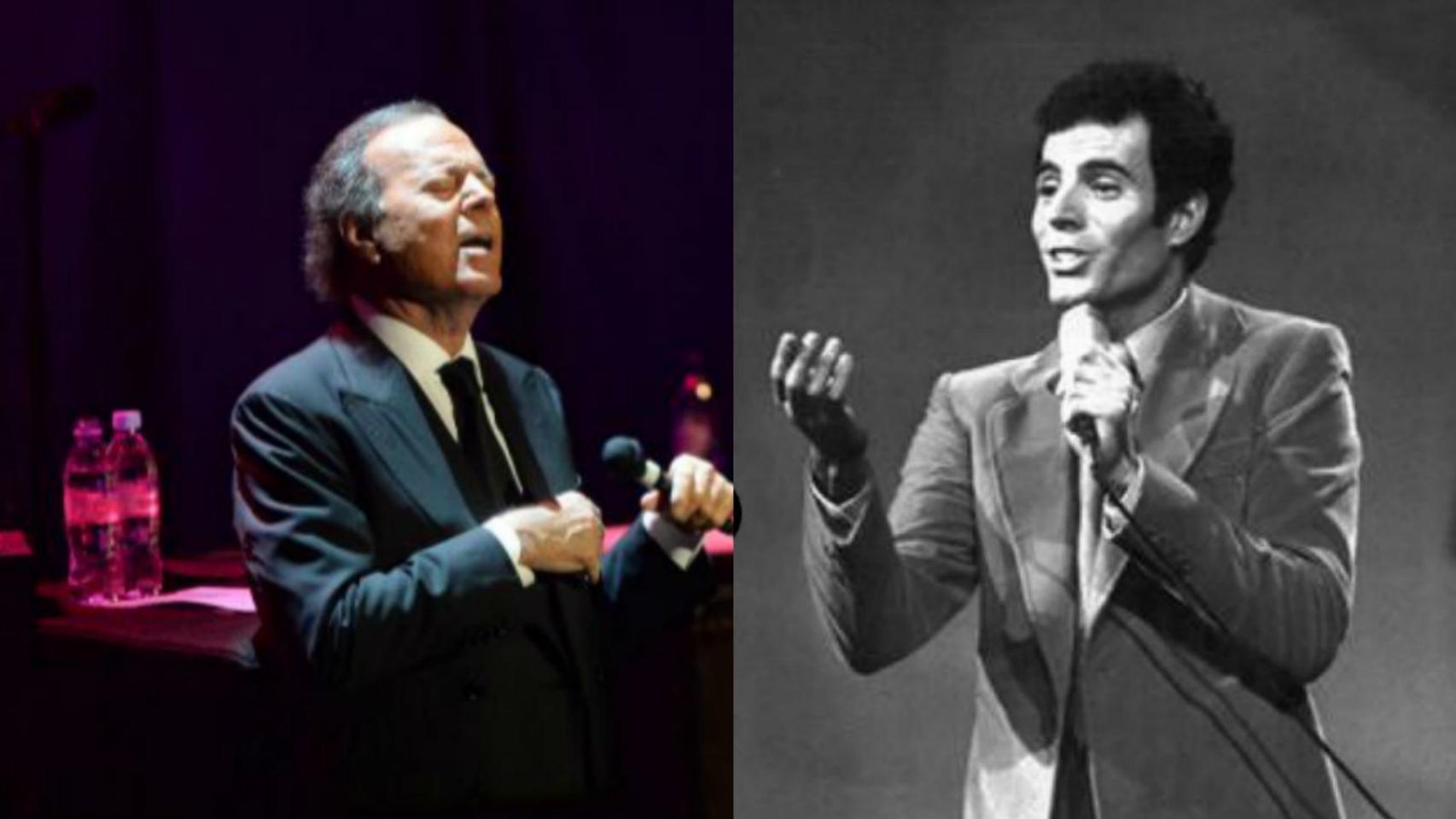 Julio Iglesias en la actualidad y durante su participación en Eurovisión en 1970.