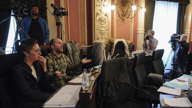 El líder de Democracia Ourensana en un pleno del Ayuntamiento de Ourense.