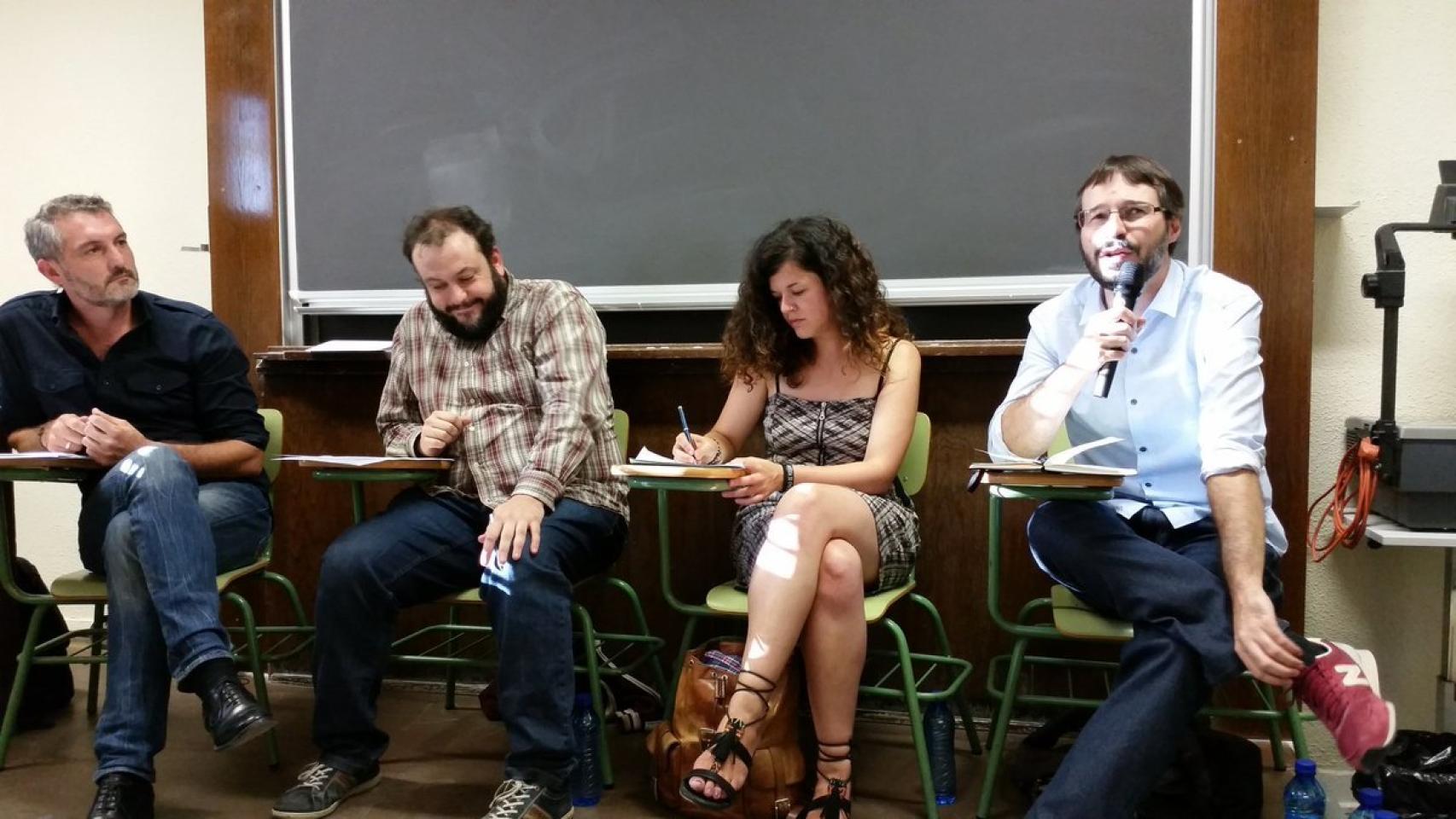 Oscar Urralburu, Guillermo Zapata, Sofía Castañón y Pablo Iglesias Simón.