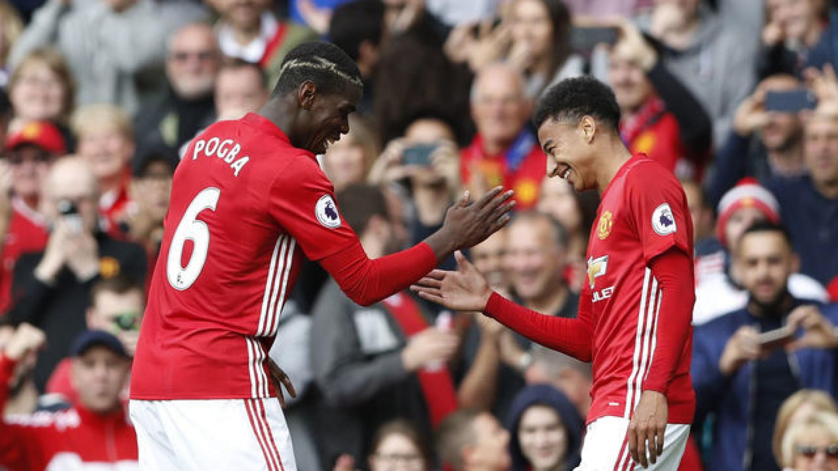 Pogba celebra un gol.