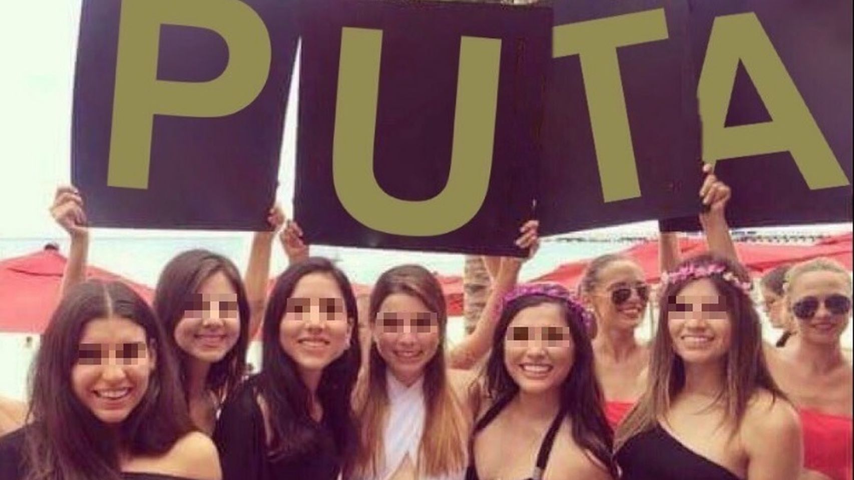 Foto manipulada de Emma y sus amigas durante su despedida.