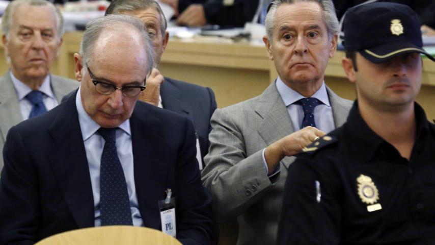 Los expresidentes de Caja Madrid Rodrigo Rato y Miguel Blesa, durante el juicio.