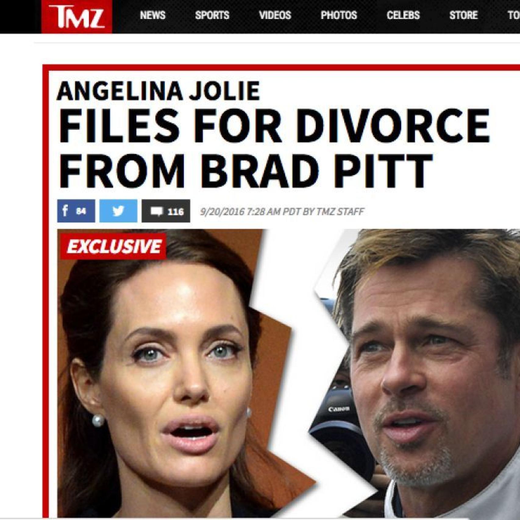La exclusiva del divorcio la dio el portal de noticias TMZ