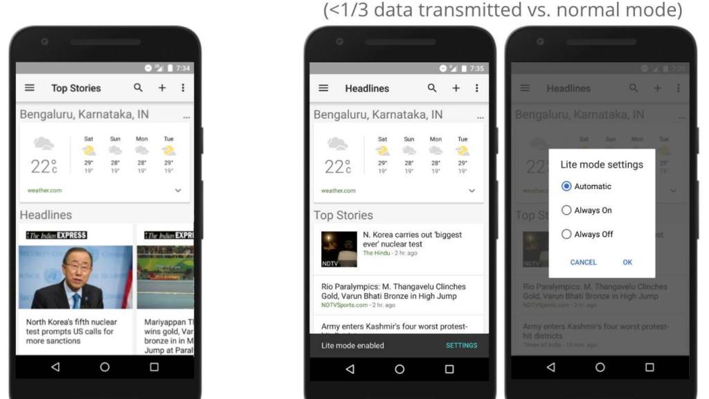 Google mejora su aplicación del tiempo y noticias y la hace ultraligera