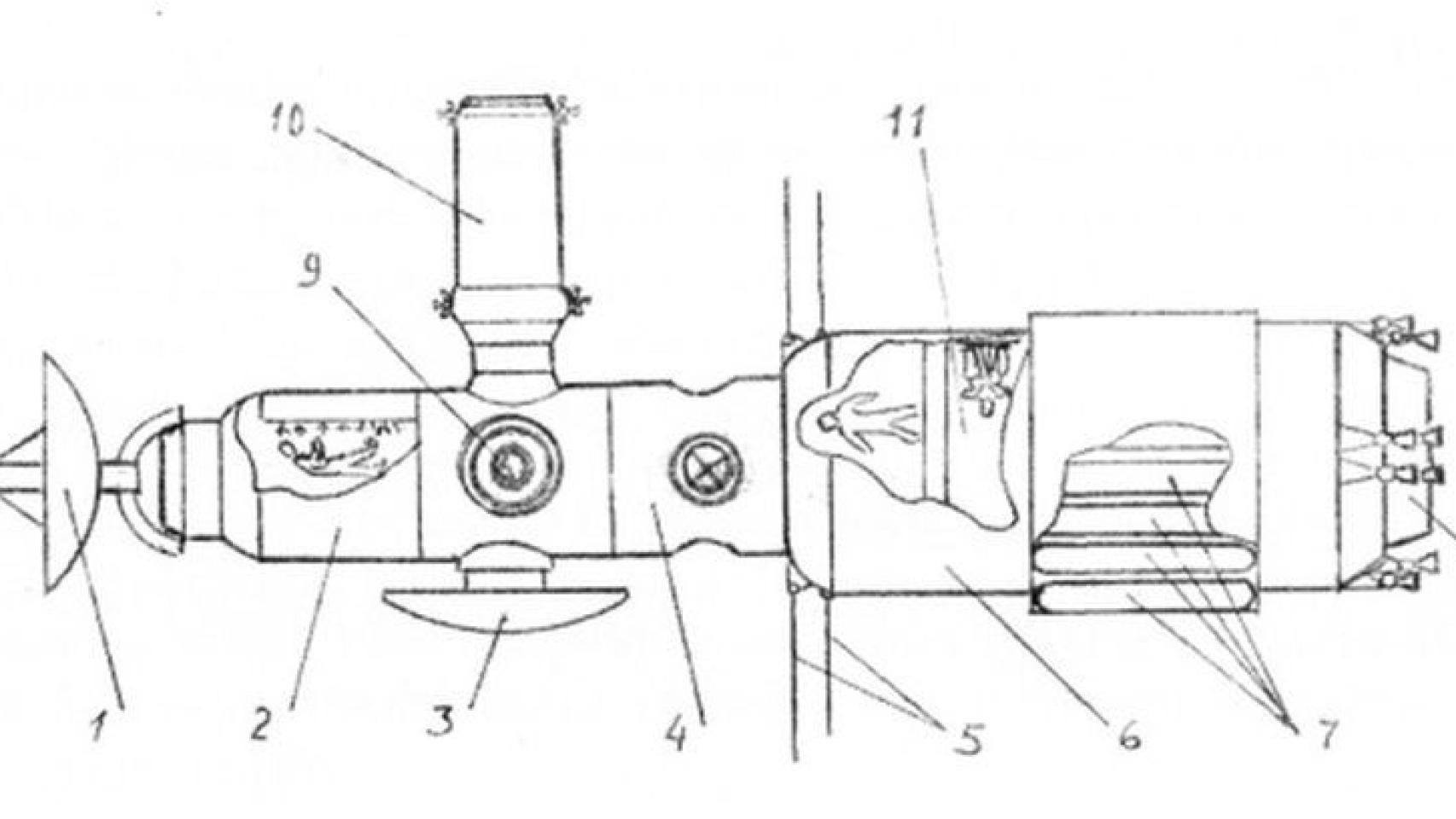 Infografía de la nave TMK1.