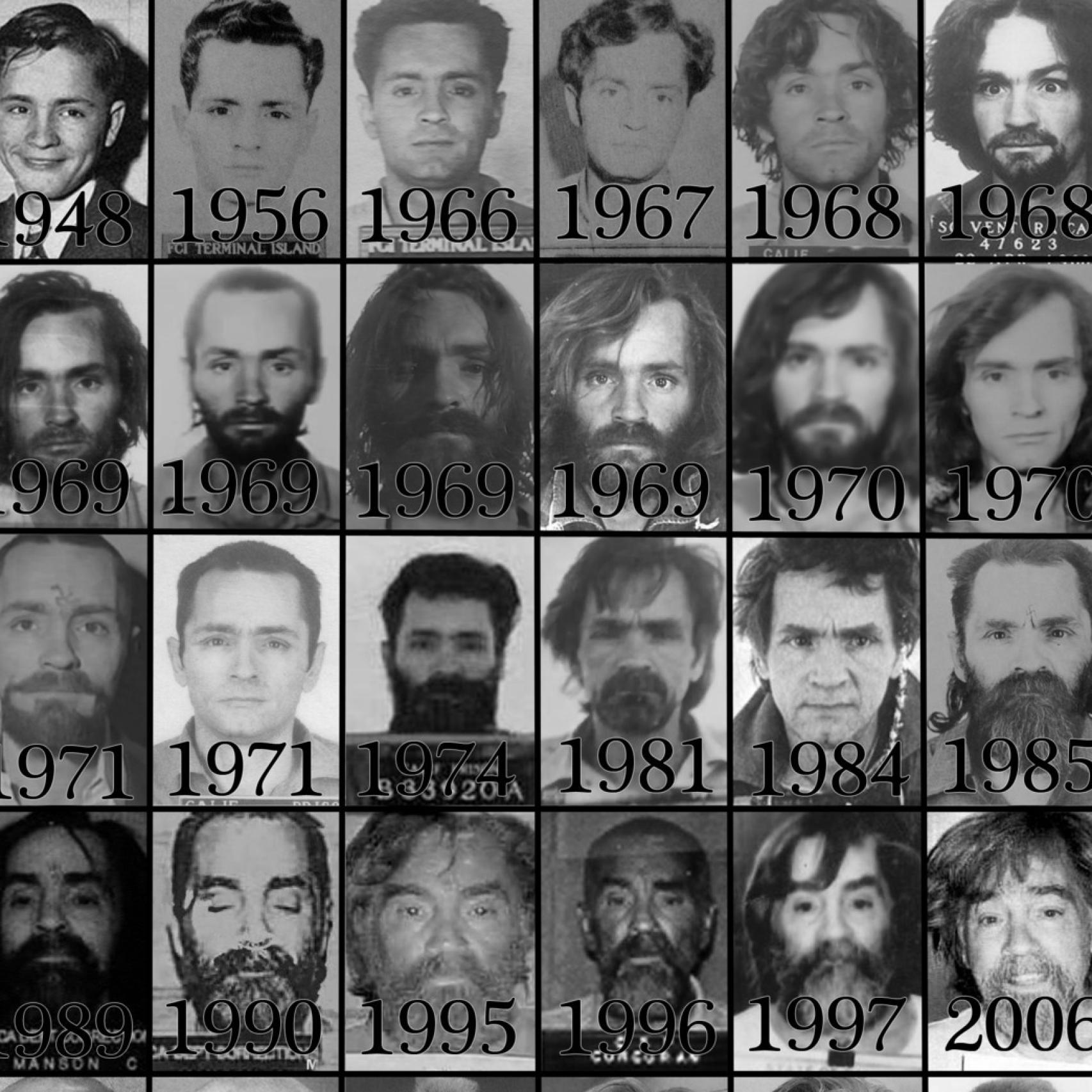Charles Manson a lo largo del tiempo.