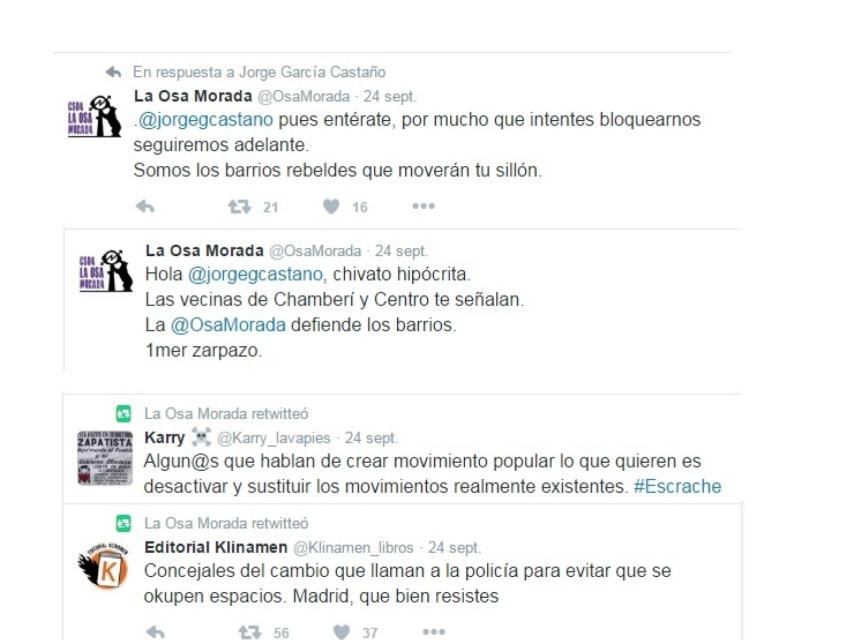 Algunos de los mensajes vertidos en Twitter contra el concejal.