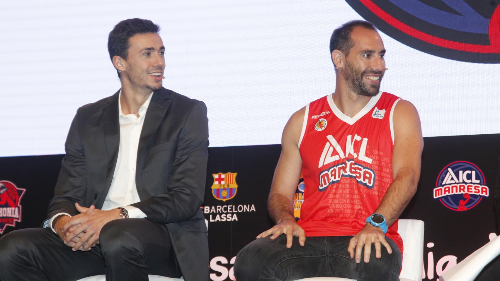 Pere Tomàs y Ander Mirambell durante la presentación de la ACB.
