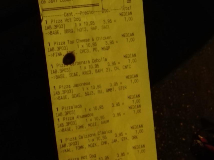 La comanda del pedido realizado por La Retaguardia.