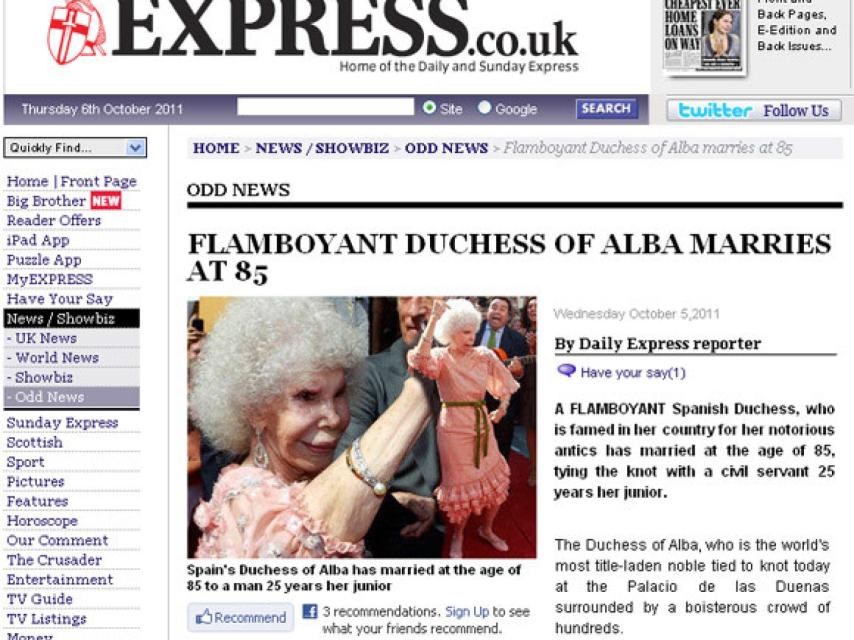 Portada del periódico británico Express