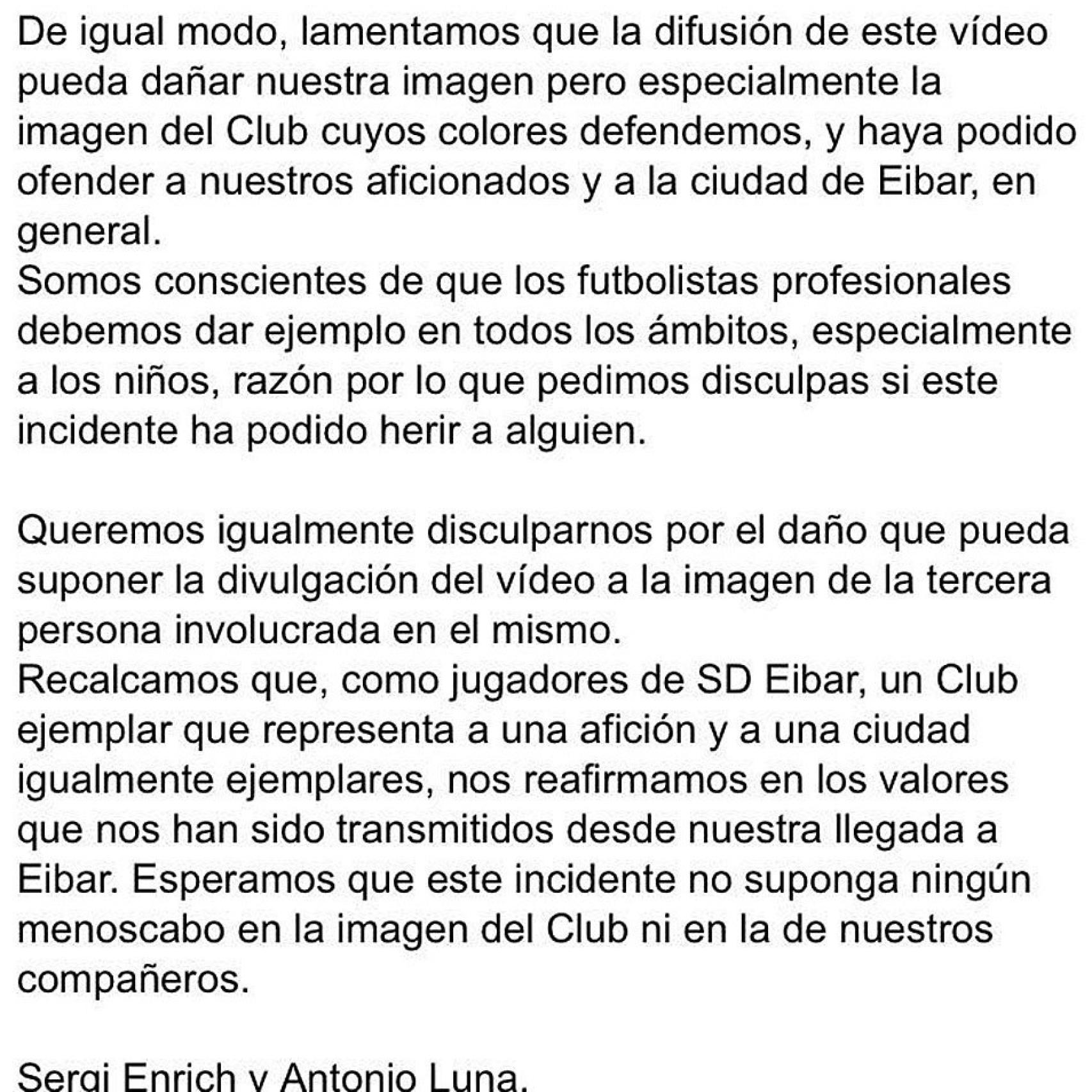 Comunicado de los jugadores.