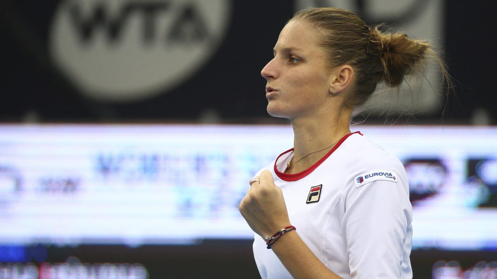 Pliskova celebra un punto.