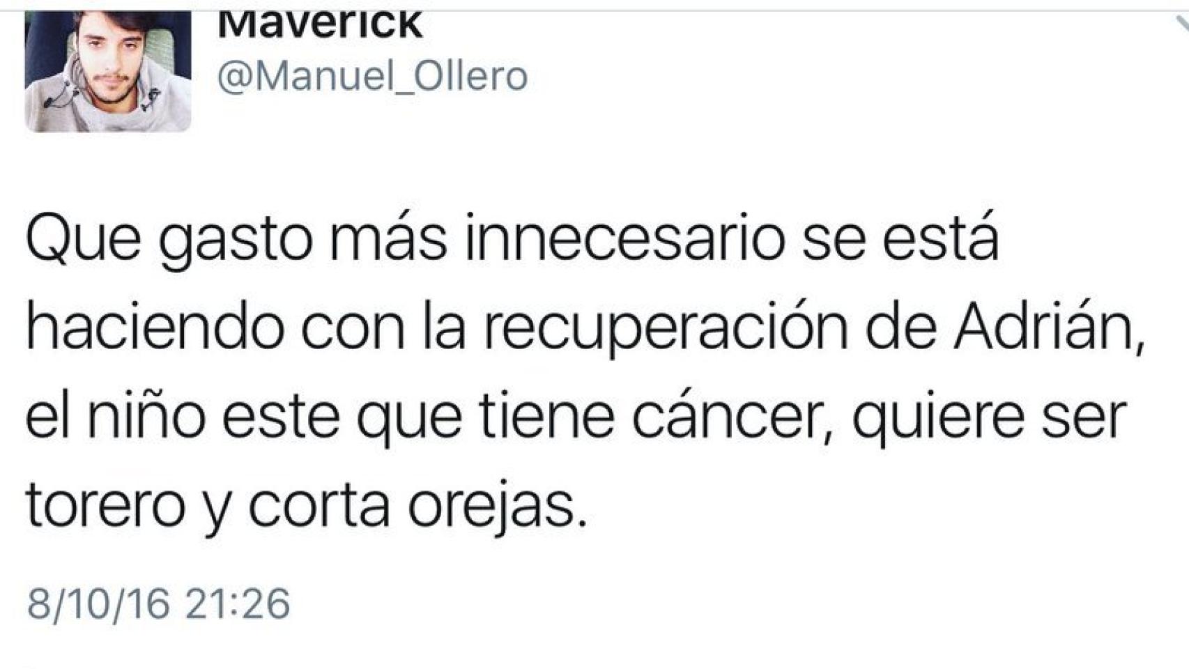 Pantallazo del mensaje original.