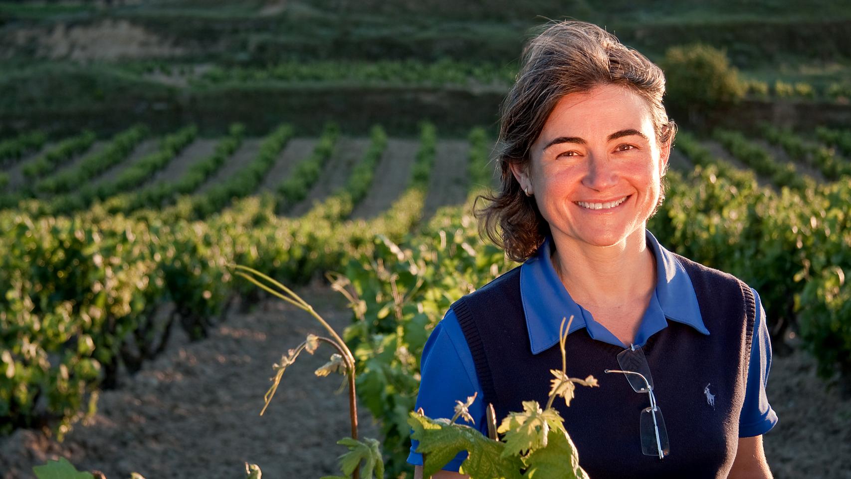 María José López Heredia, en sus viñedos.