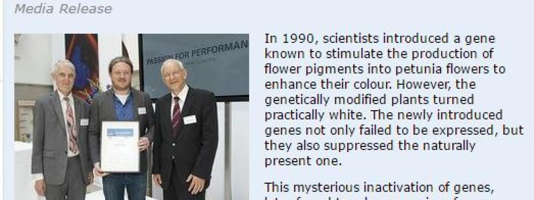 La ETH Zurich calificó a Voinnet de Extraordinario Investigador al premiarlo.