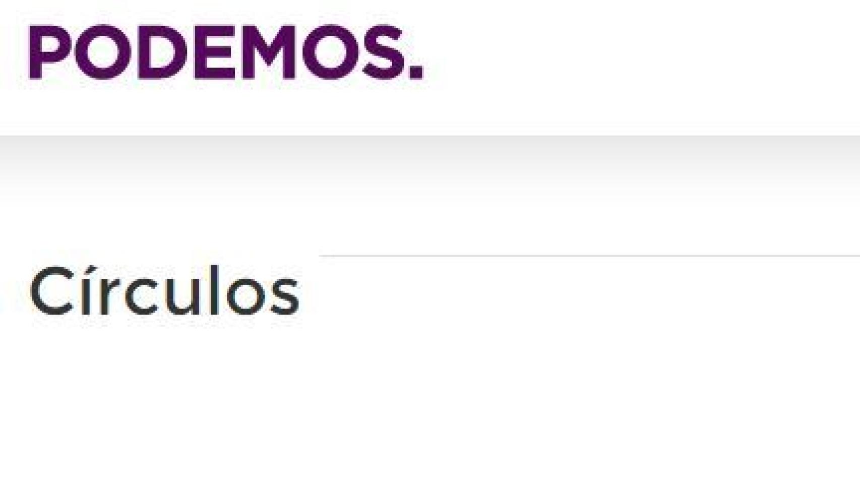 Captura de la web de Podemos.