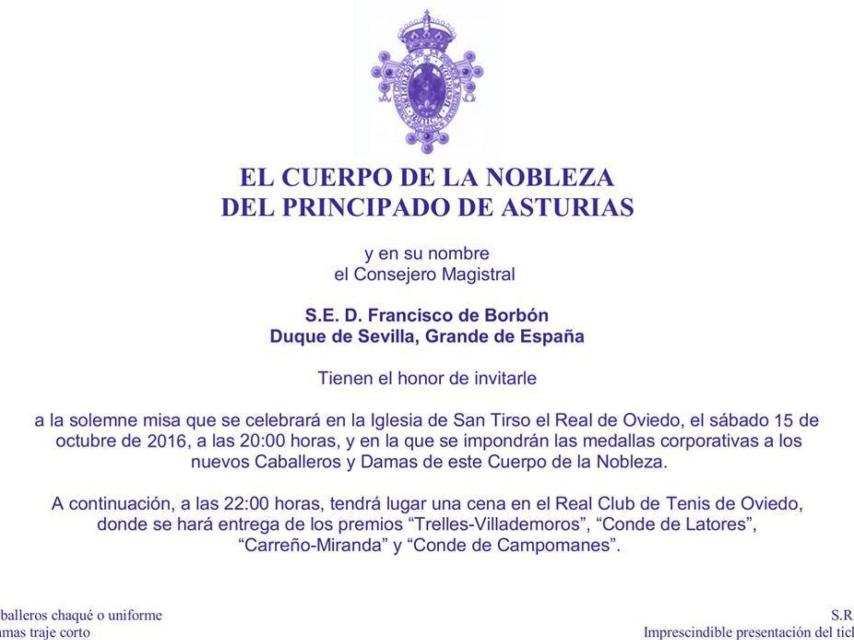 Invitación a los premios.