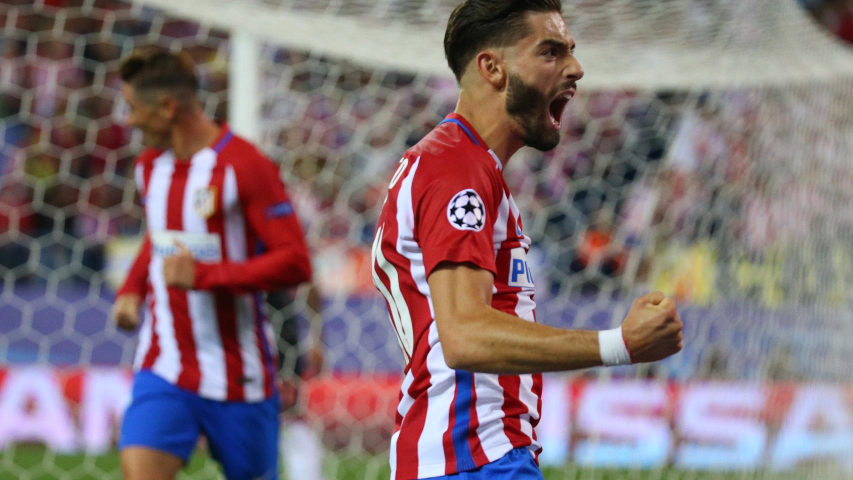 Carrasco celebra su gol ante el Bayern de Múnich.