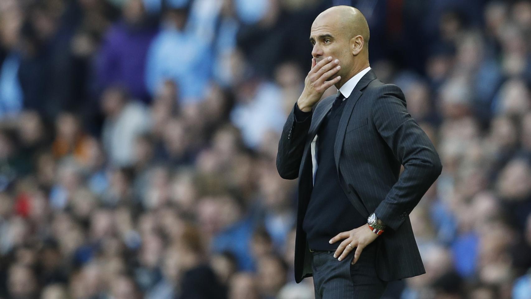 Pep Guardiola durante el encuentro ante el Everton.