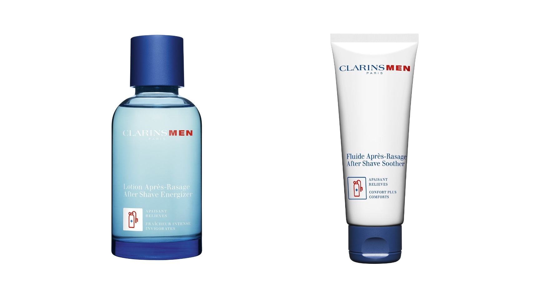 Clarins Men Lotion (izquierda) y Clarins Men Fluido (derecha).