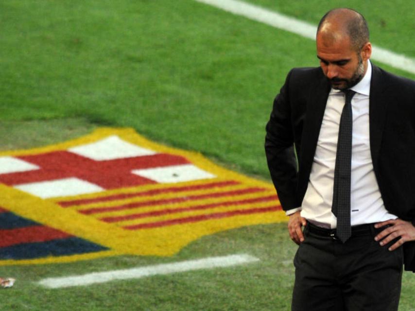 Pep guardiola en el Camp Nou.
