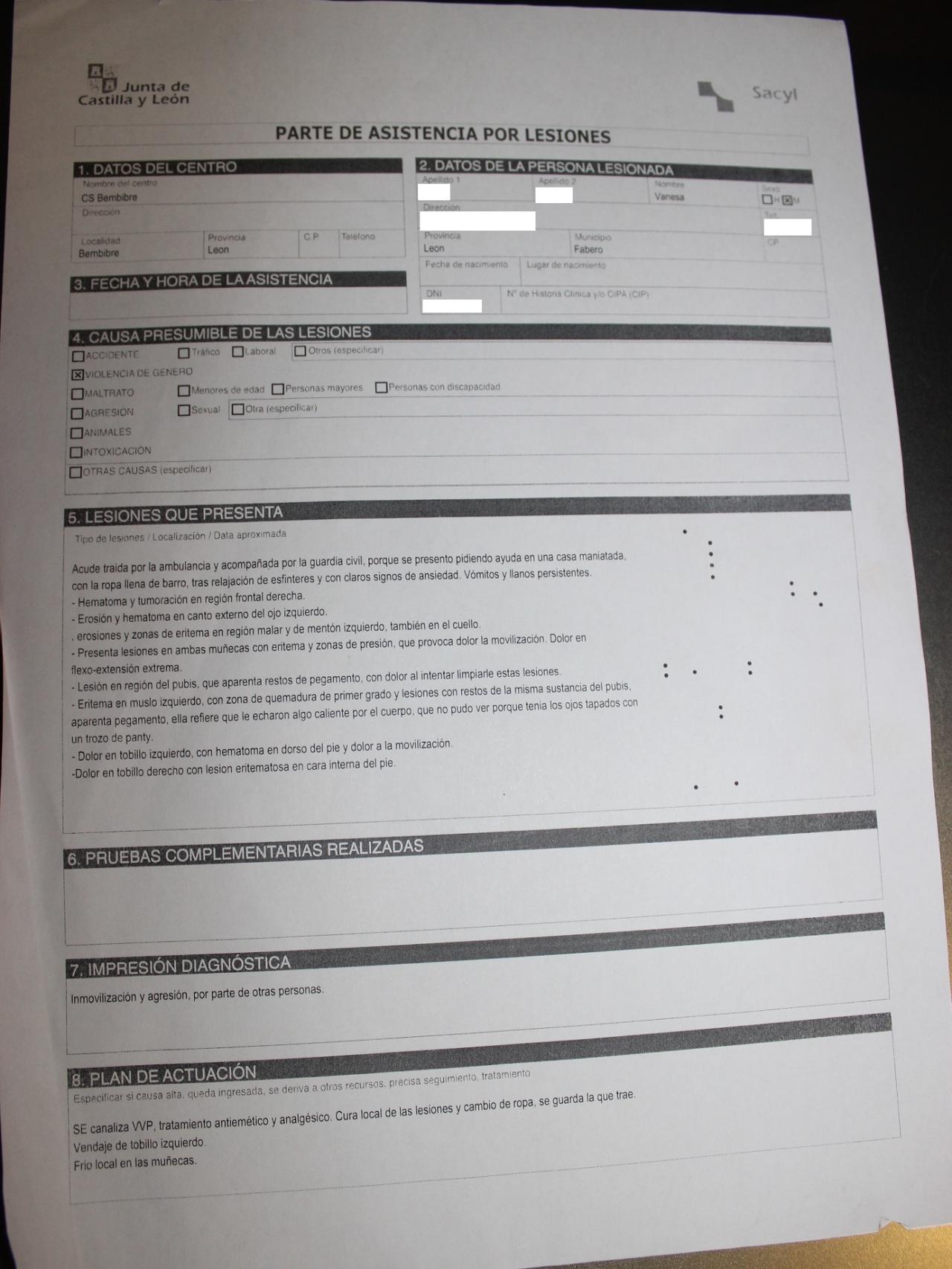 Parte médico de Vanesa tras haber sido secuestrada