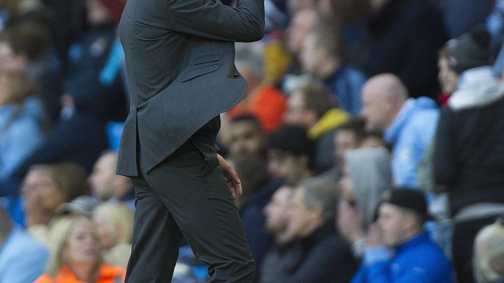 Pep Guardiola se lamenta en el encuentro ante el Southampton.