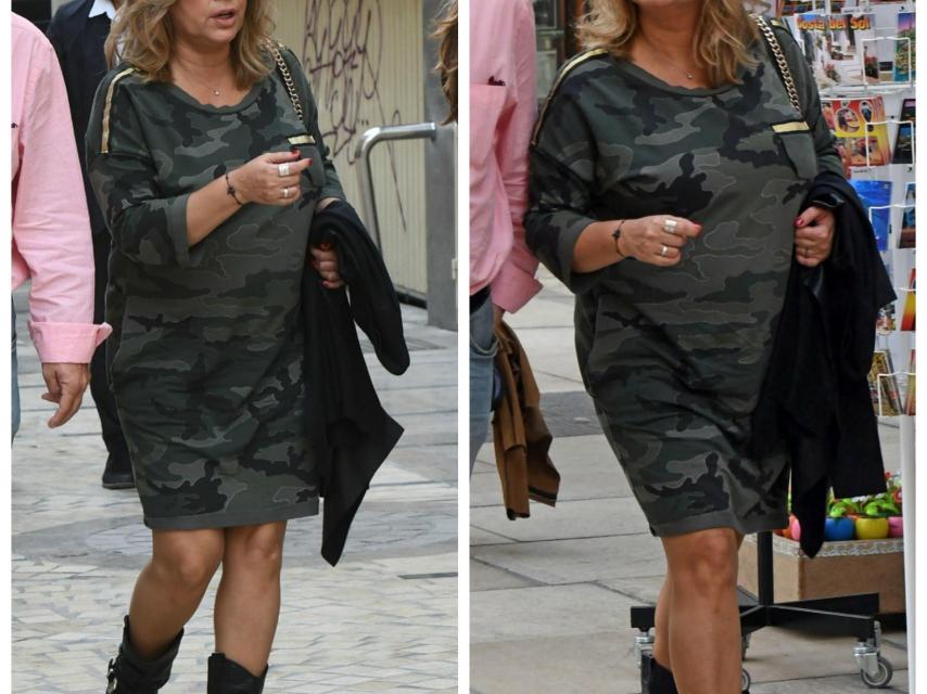Terelu con un vestido de estampado militar.
