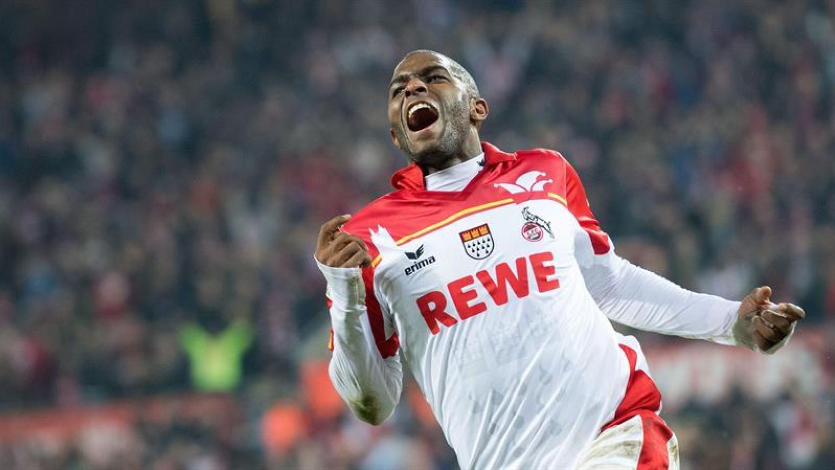 Anthony Modeste celebra un gol con el Colonia.