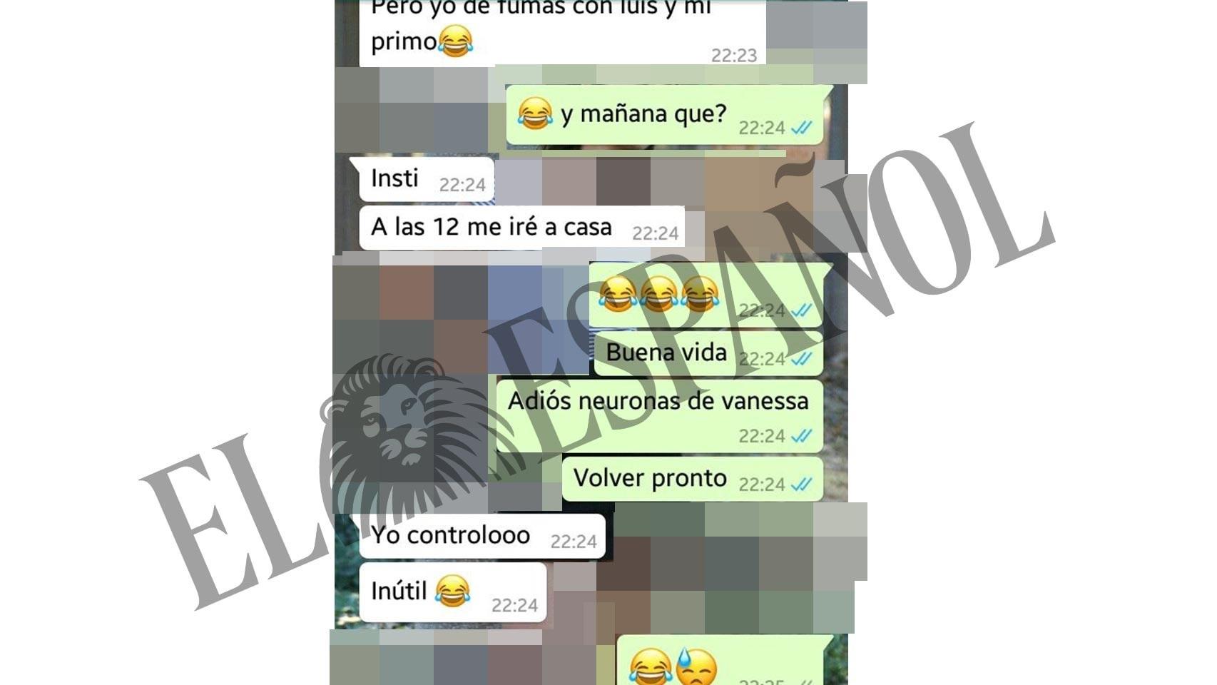 Pantallazo de la última conversación de WhatsApp de la fallecida.